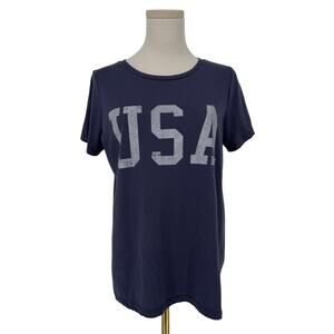 USA Graphic T-Shirt Women's L Navy Blue Casual America Patriotic